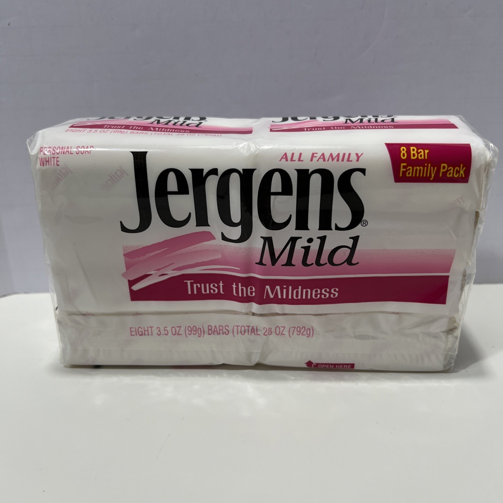 Jergens Family Pack Lot Of 8 Mild Bar Personal Size White Soap 3.5oz NOS