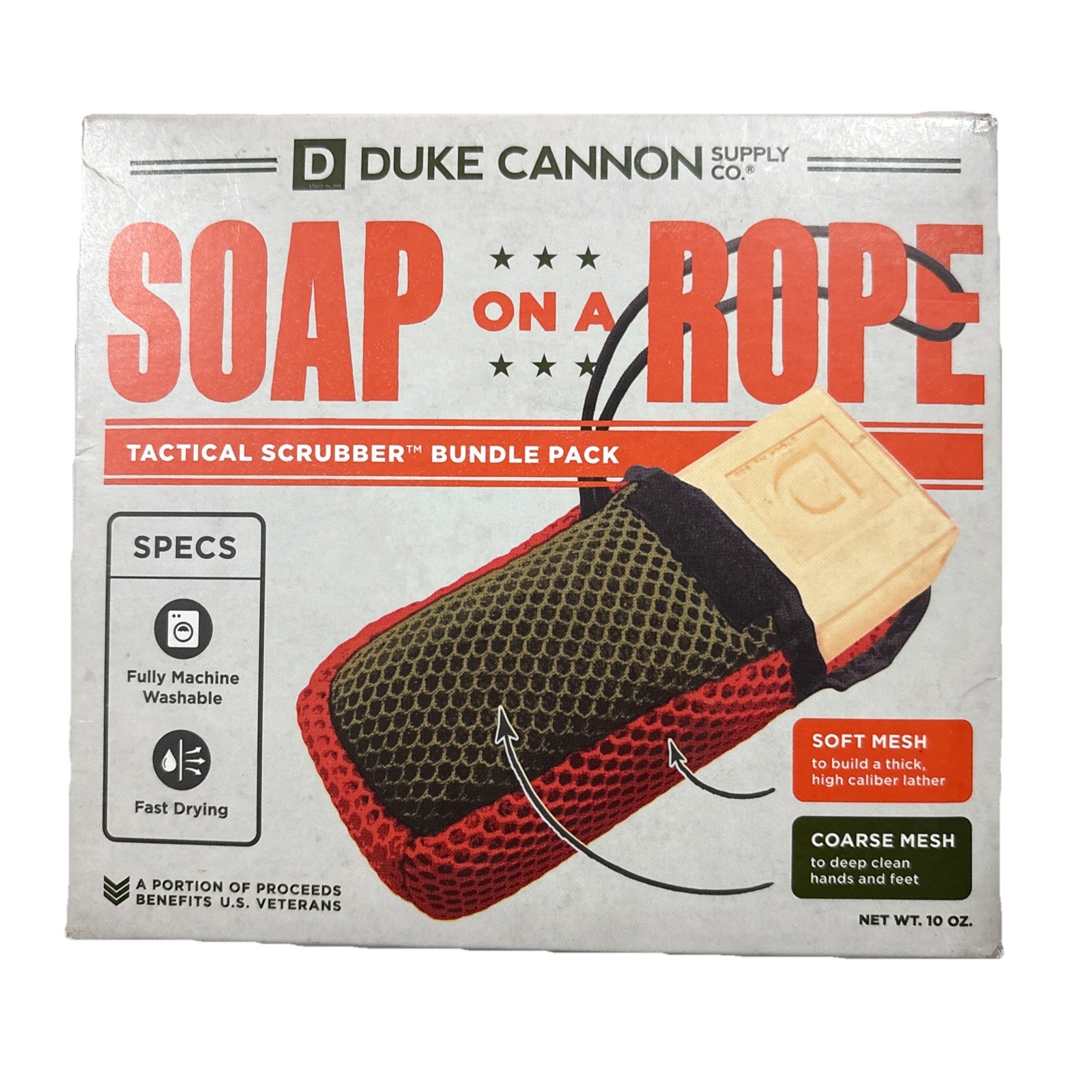 Duke Cannon Soap On a Rope Tactical Scrubber Pouch + Oak Barrel Bourbon Soap