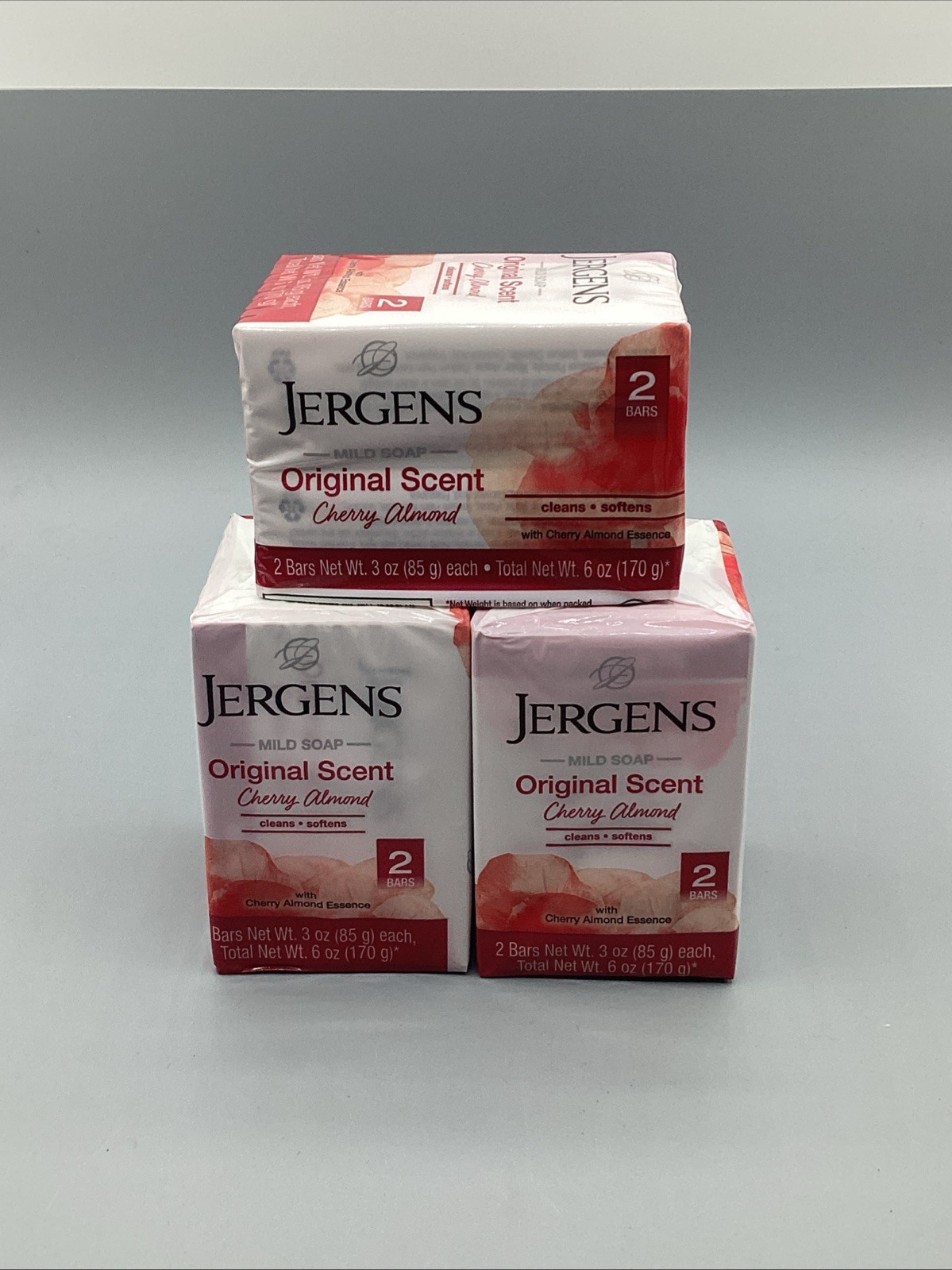 NEW! JERGENS (6-BARS) 3 Oz. (85 g) 🍒 ●CHERRY ALMOND● Original Sent Mild Soap🫧.