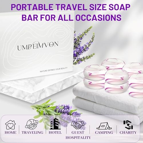 14 Pack Travel Size Lavender Soap, Individually Wrapped Handmade 4-In-1 Purple