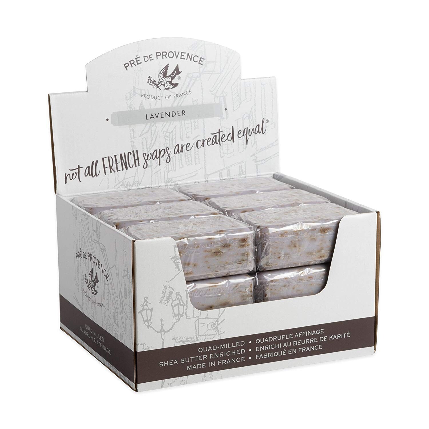 Pre de Provence LAVENDER BUD French Soap Case 18 x 150 Gram Bath Shower Bars