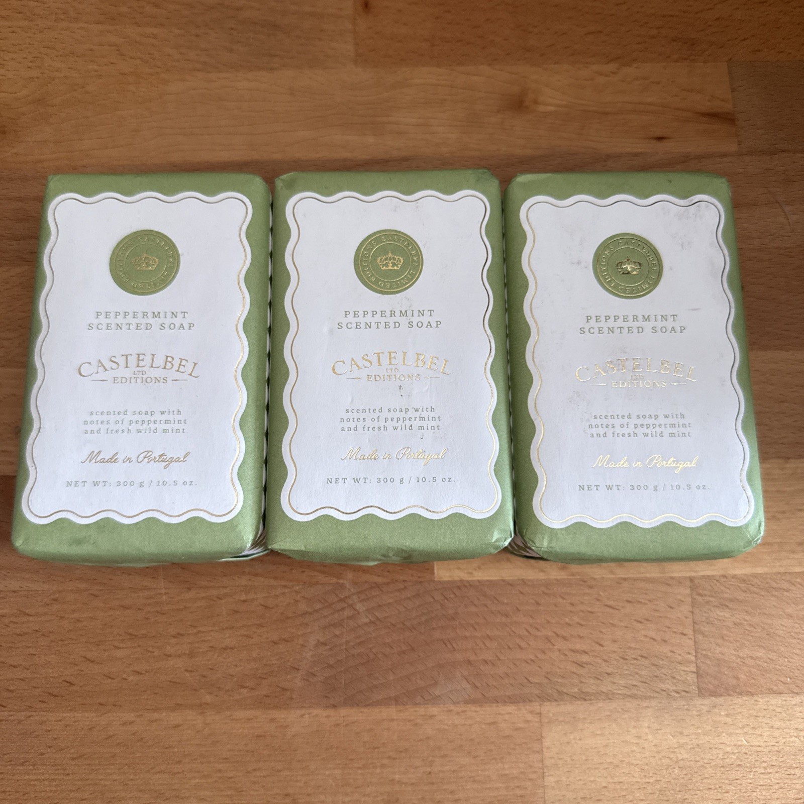 3X-Castelbel Peppermint Soap 10.5 oz Luxury Bar Soap Fresh Mint Portugal