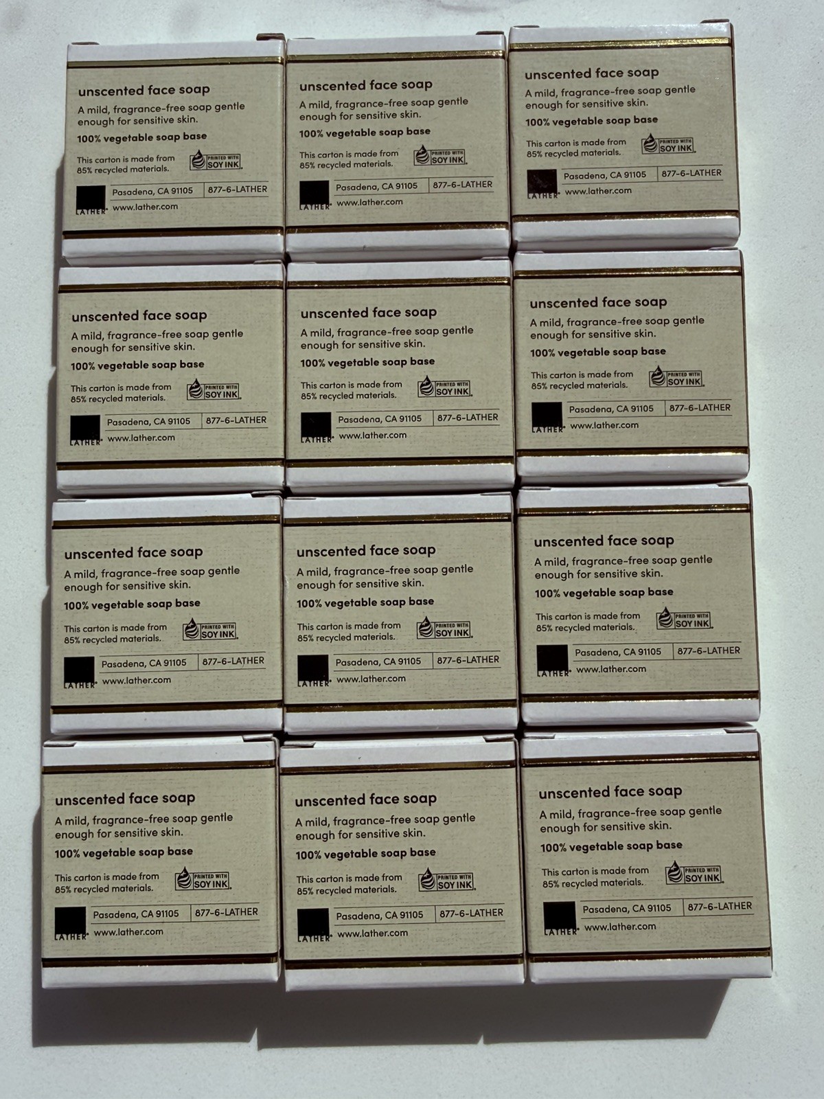 Lather Gentle Face Soap, 28g/1.0oz Pack of 12, Individually Boxed