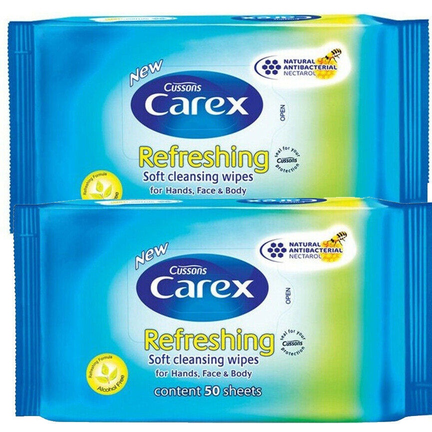 2 Packs Carex Alcohol Free Soft Cleansing Wipes for Body, Hands and Face