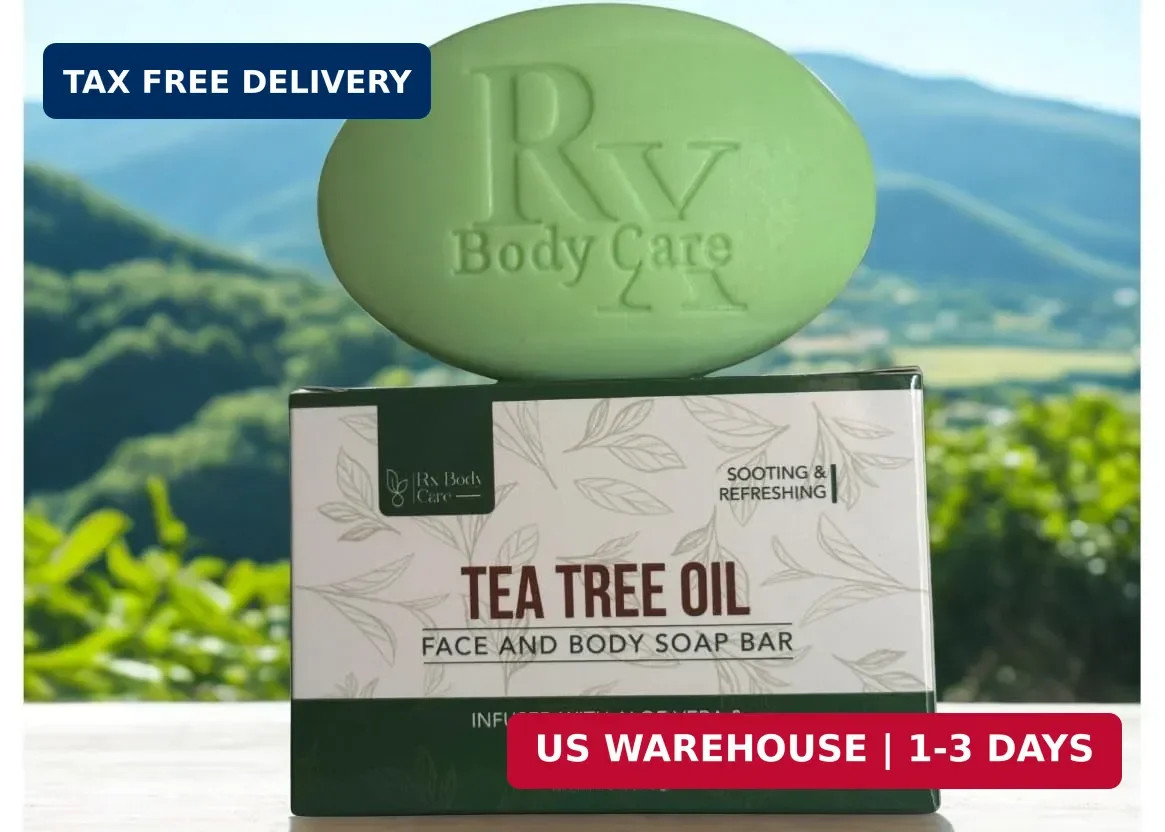 Tea Tree Oil Soap Bar For Face & Body 4.0 oz – Antifungal Antiseptic Cleanser Ag