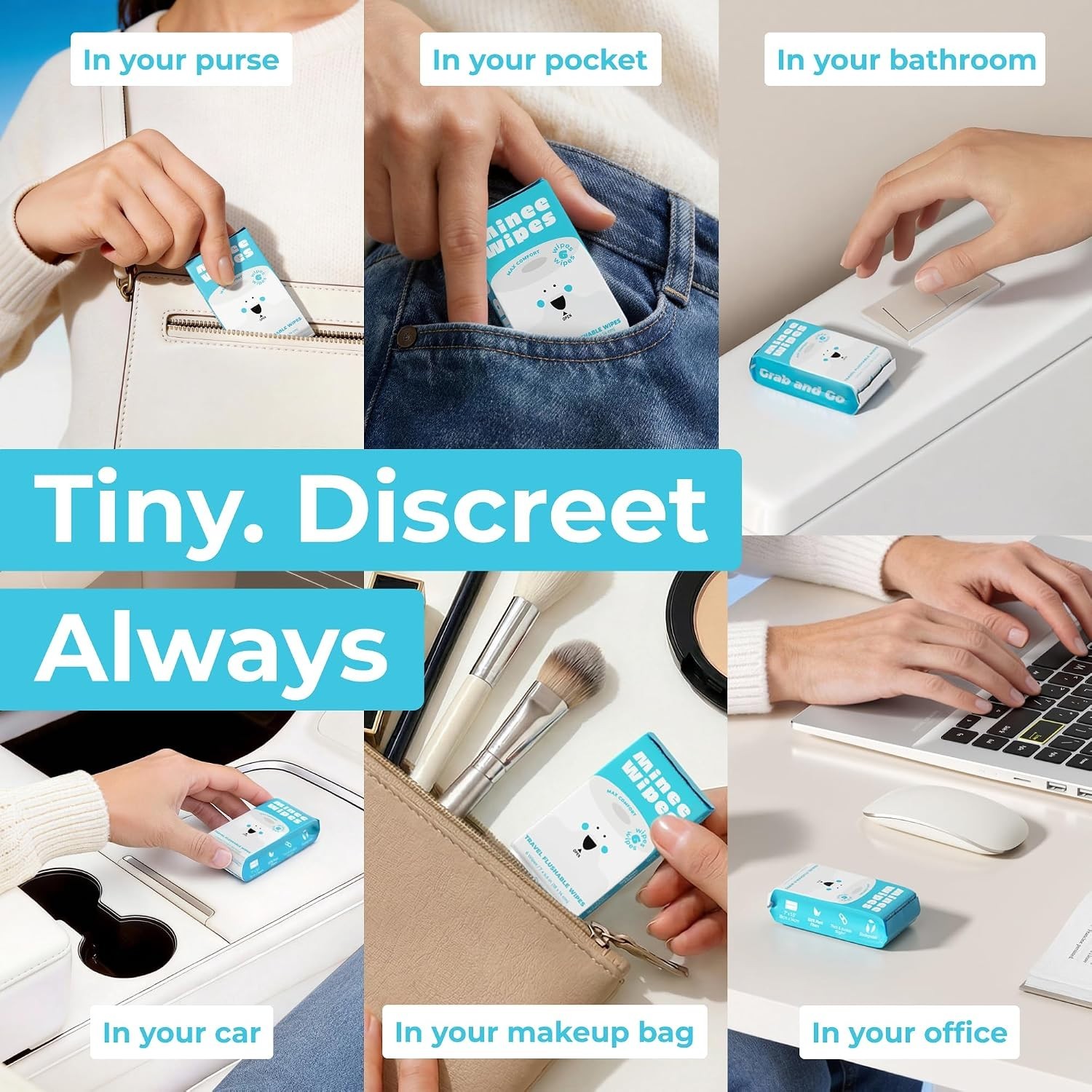 Compact Flushable Wipes, Unscented – Travel Size, 288 Ct