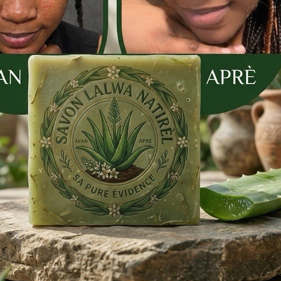 Savon Lalwa Natirel Aloe Vera All Natural Green Body Bar Soap for Face & Body