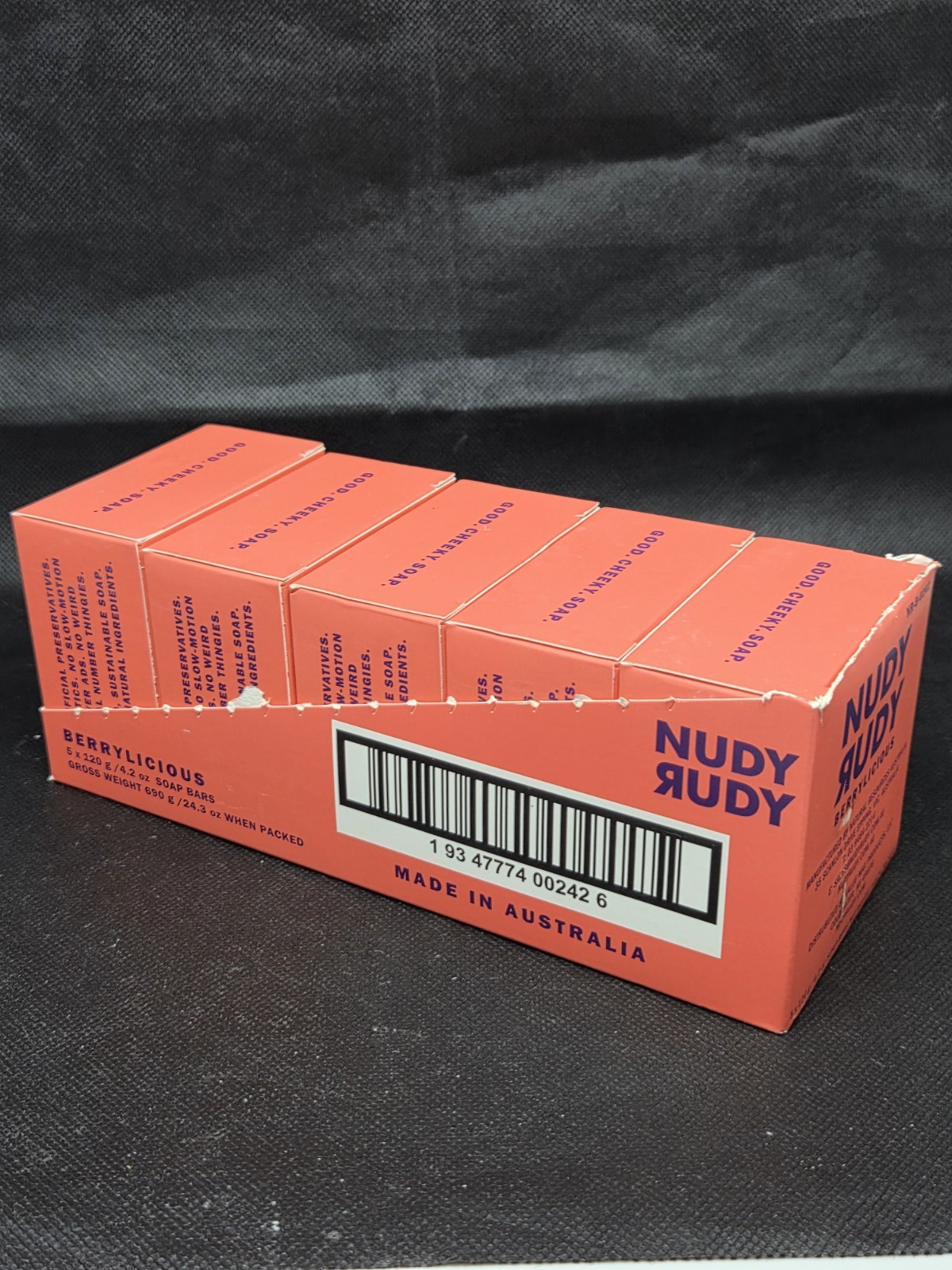 Lot Of 5 Nudy Rudy Berrylicious Soap Shea Butter Cloudberry Extract