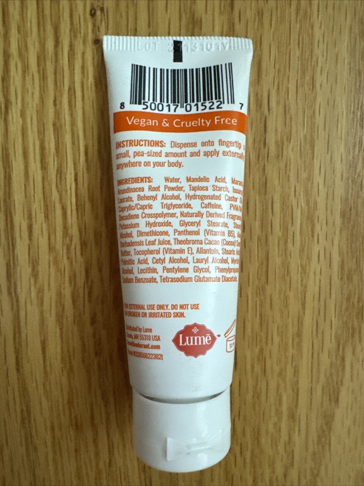 Lume CLEAN TANGERINE Invisible Cream Whole Body Deodorant .75oz Travel SEALED
