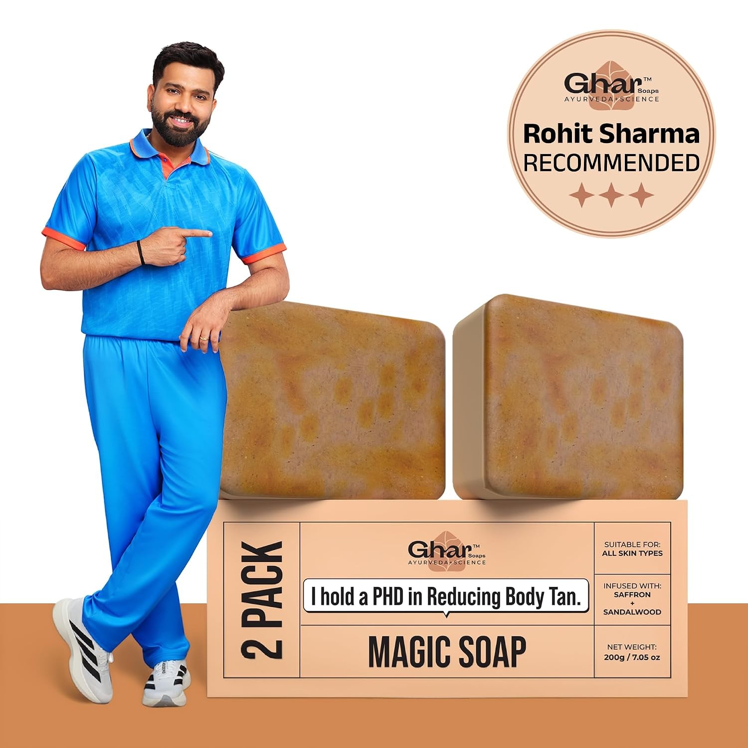 Ghar Soaps Sandalwood & Saffron Bath Soap Handmade 100g Each Pack Of 2