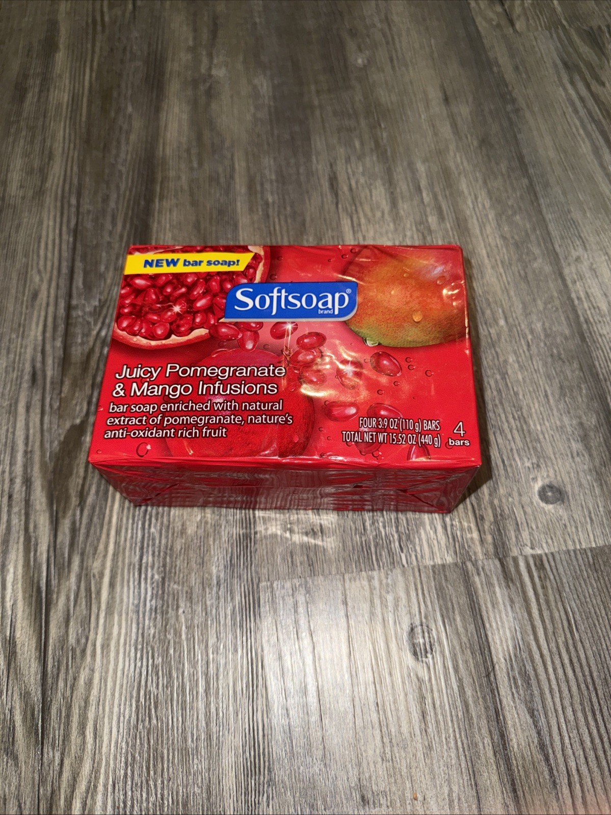 SOFTSOAP 4 BARS 3.9 oz 110 g JUICY POMEGRANATE & MANGO INFUSIONS Bar Soap 4 Pack
