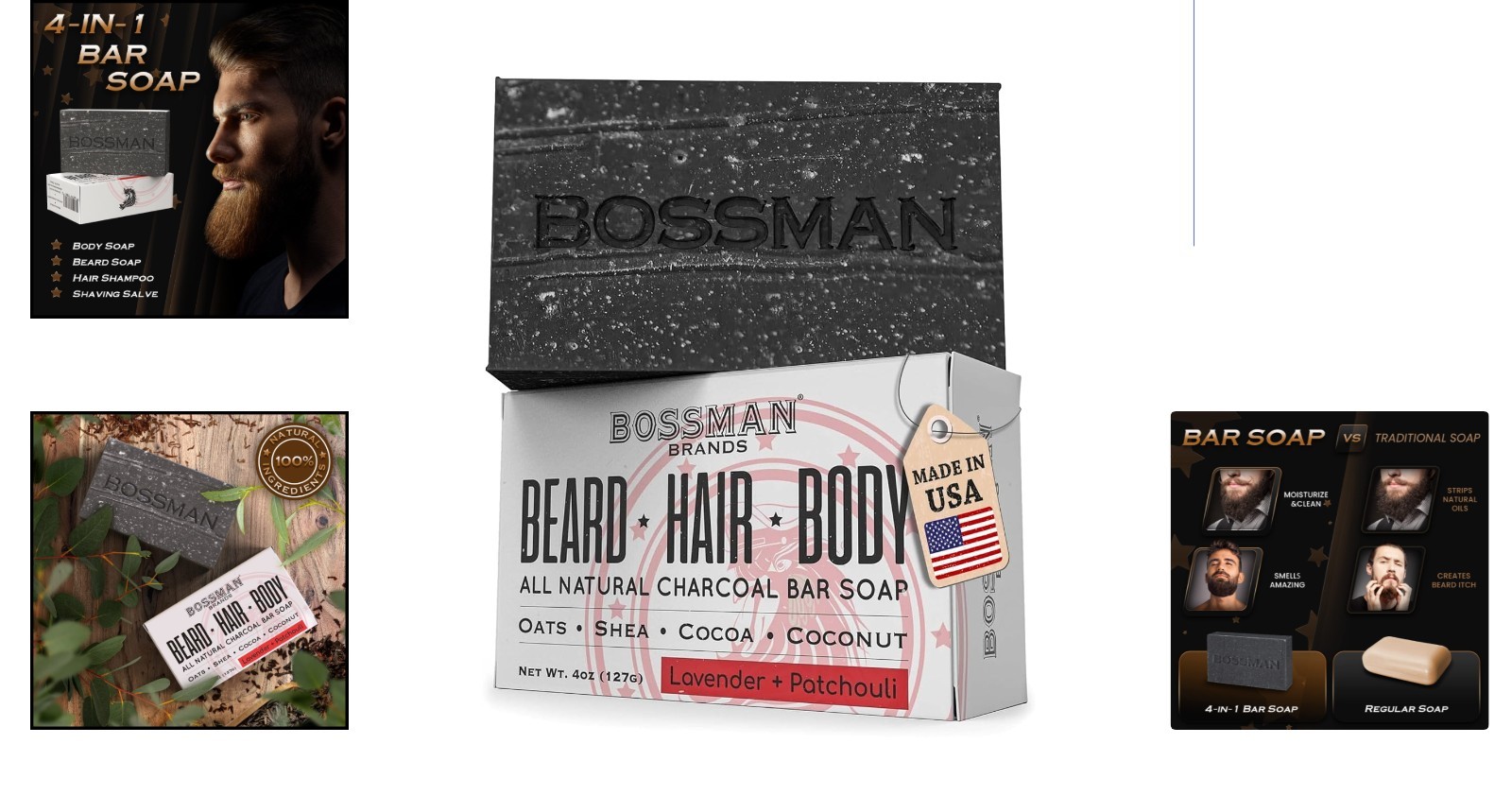 Men’s 4-in-1 Bar Soap – Luxurious Beard Wash, Shampoo & Body Conditioner