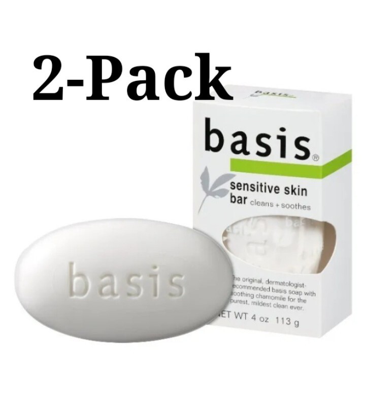 Basis (2~PACK) 4 Oz. 113 g Bars ●SENSITIVE SKIN BAR● Cleans + Soothes!
