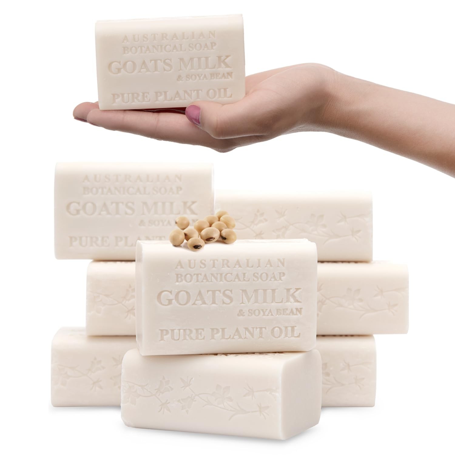 Australian Botanical Soap 6.6 OZ Pack of 8 Goat Milk Soap Bars with Soya