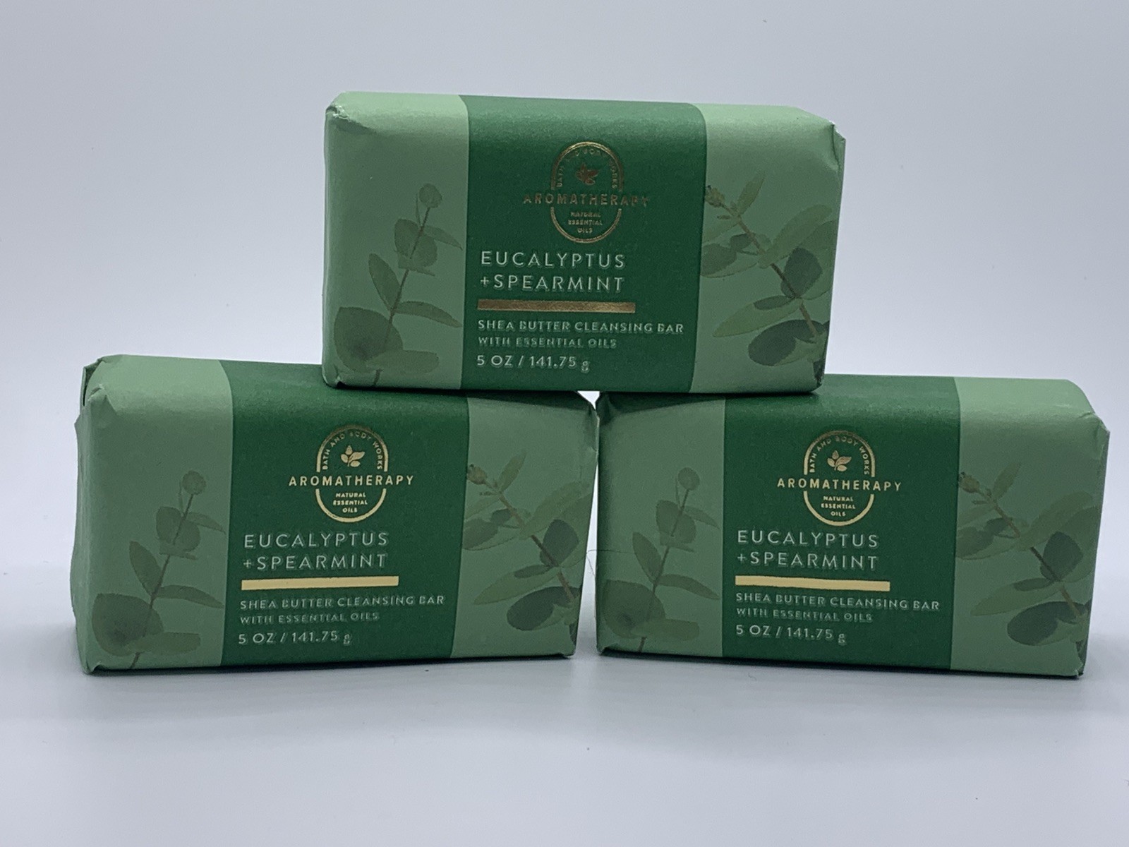 Bath Body Works Aromatherapy Eucalyptus Spearmint Shea Butter Cleansing Bar X3 N