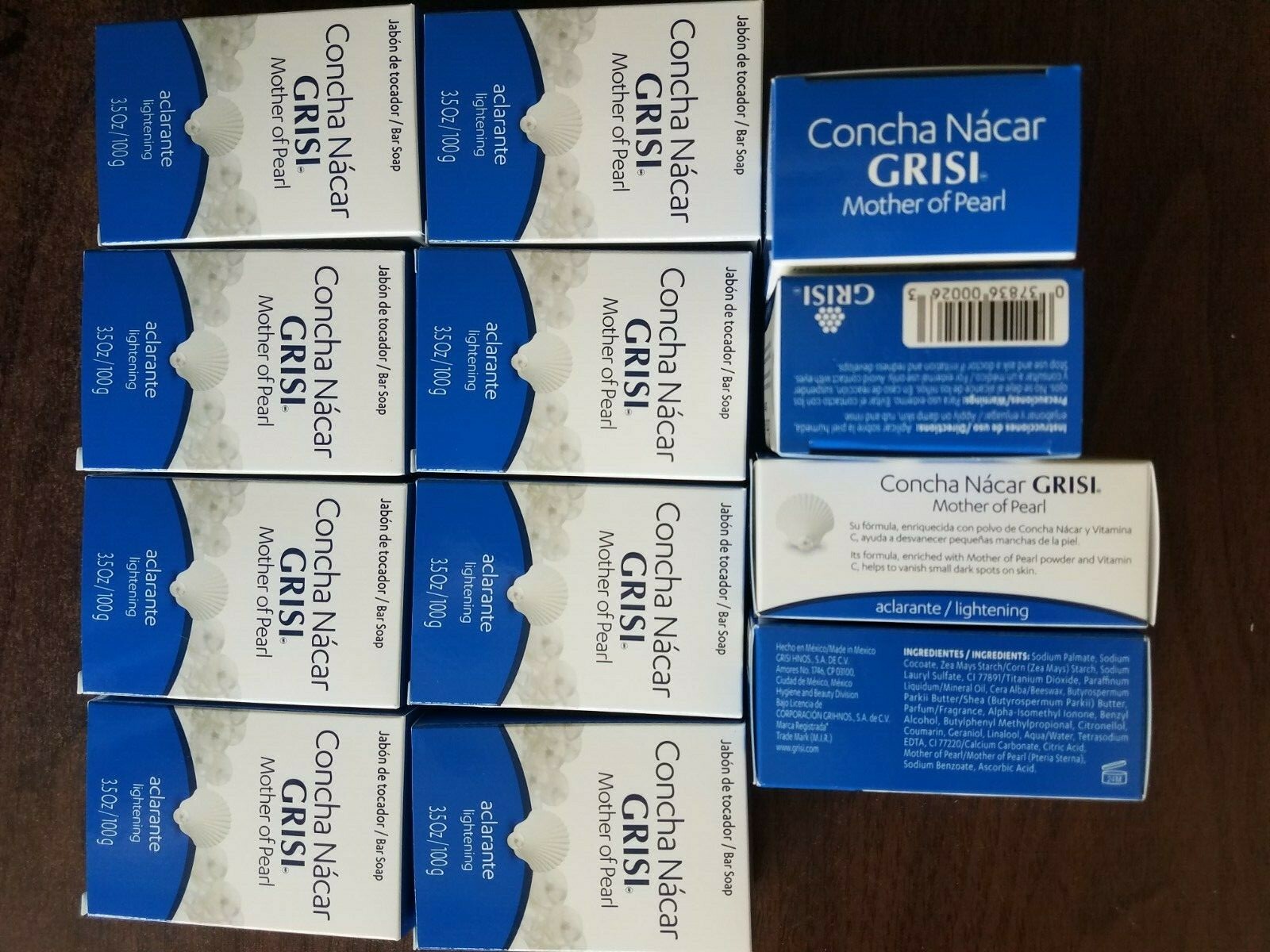 12 MOTHER OF PEARL GRISI BAR SOAP LIGHTENING CONCHA NACAR 3.5 OZ EA ORIGINAL
