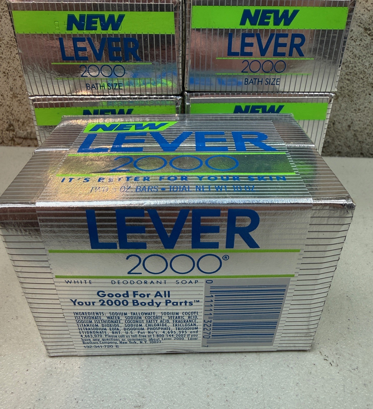 LEVER 2000 Original Bar Bath Soap Lot 10 White Vintage Silver Box NEW