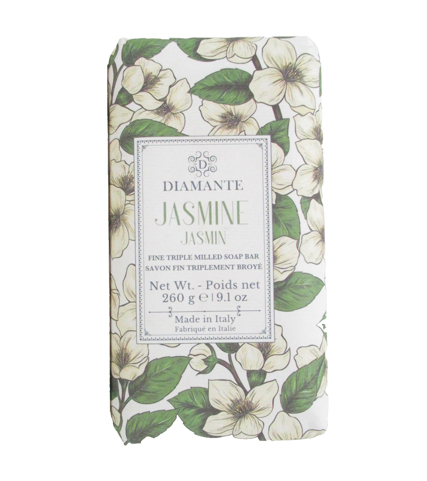 Diamante Italian Luxury Bath Bar Soap Jasmine scented 9.1oz triple milled