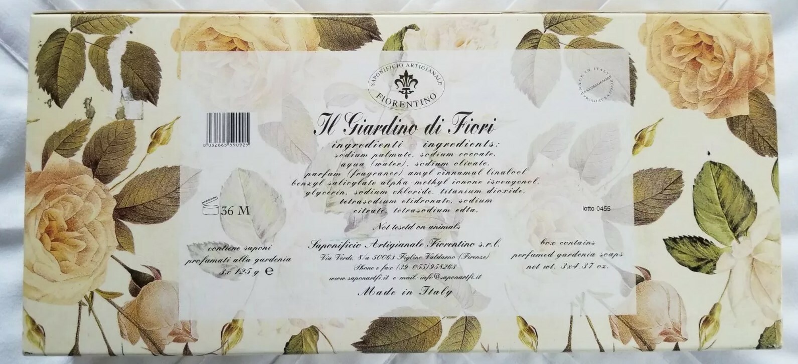 Saponificio Artigianale Fiorentine Gardenia Soaps 2 Bars Italy, 1 Other Bar