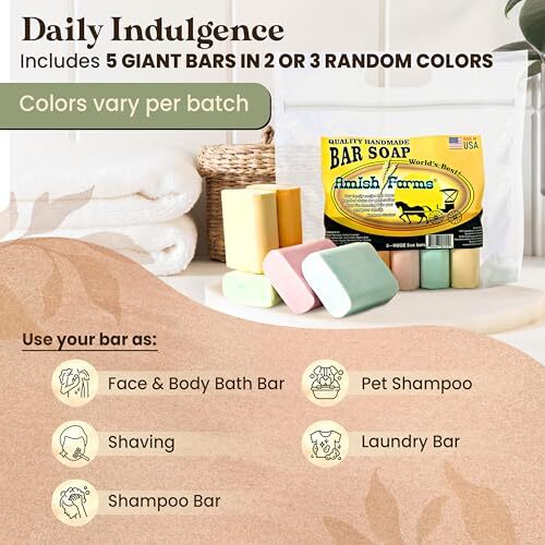 Amish Farms Bar Soap w/All Natural Bentonite Clay | Made in USA, Vegan for