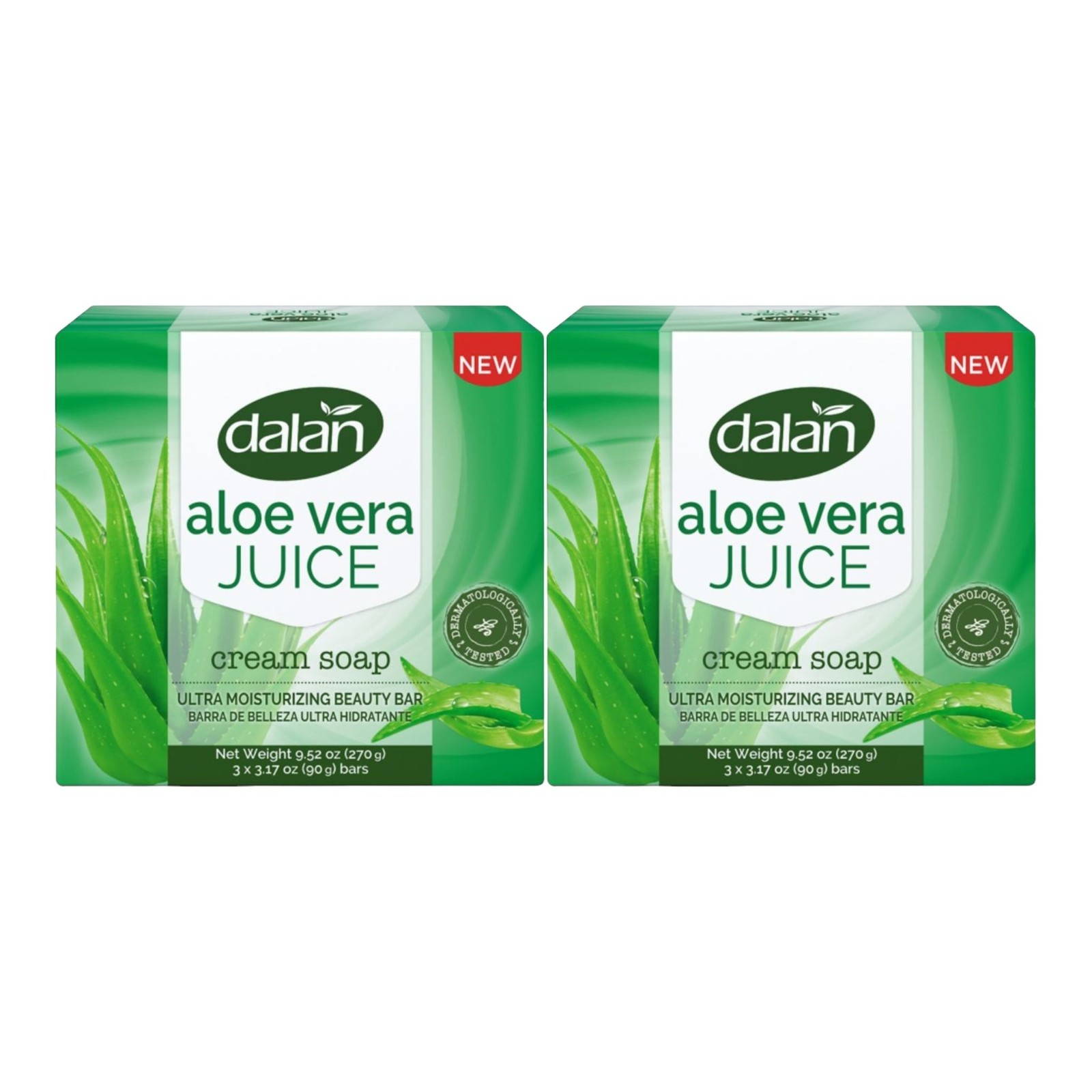 Dalan Aloe Vera Juice Cream Soap Bar, 6 Bars x 3.17oz Each