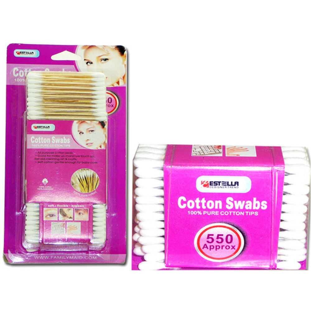 550 pcs Sanitary Cotton Swab Bud Q-tip Clean Makeup Double Tip Wooden Stick AD-5