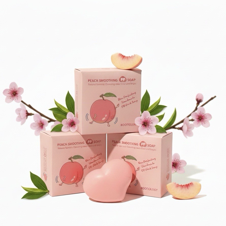 Korean Brightening & Exfoliating Peach Soap with Natural Arbutin, 3 Bars