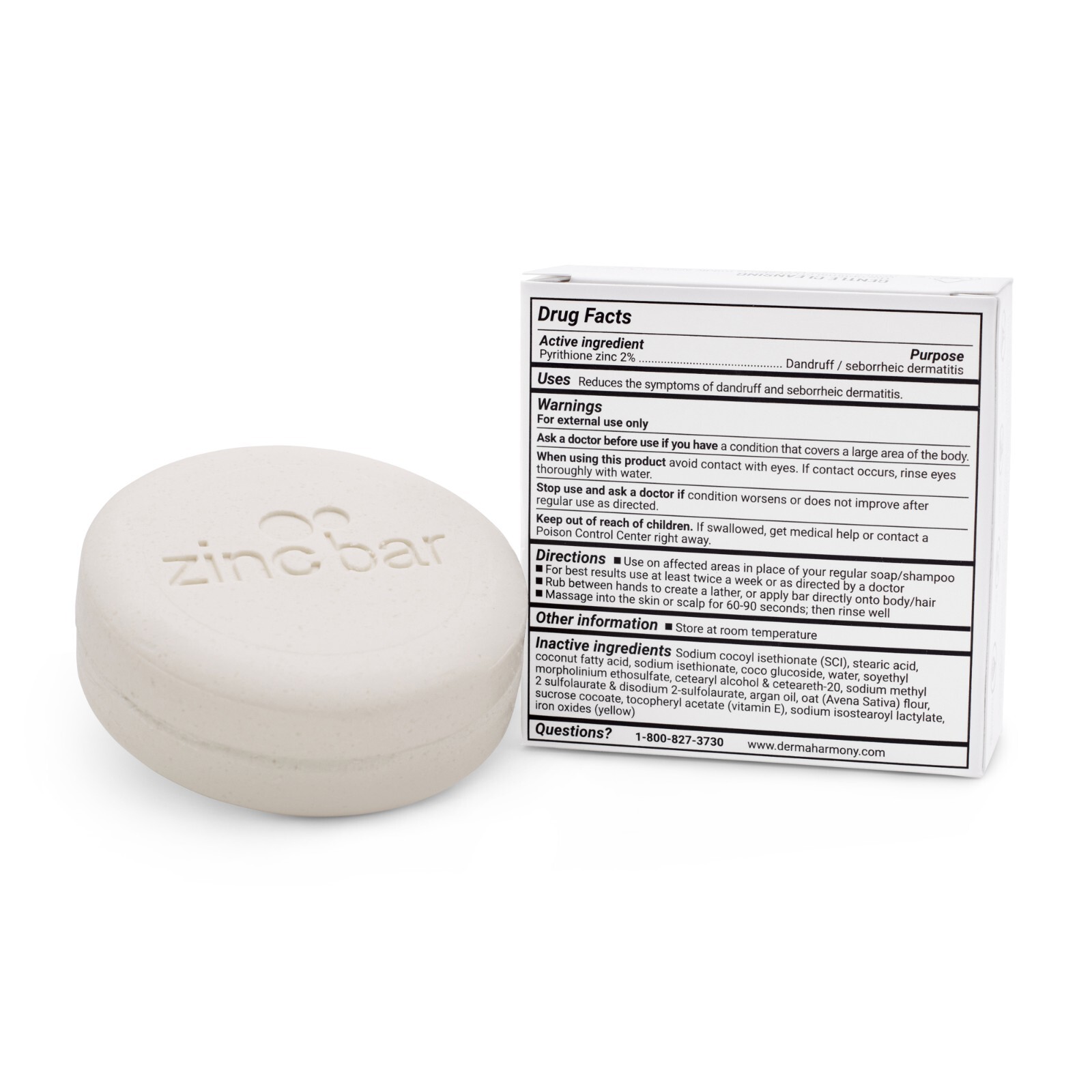 2% Pyrithione Zinc Face & Body Bar (non-soap) – Unscented – 4 oz