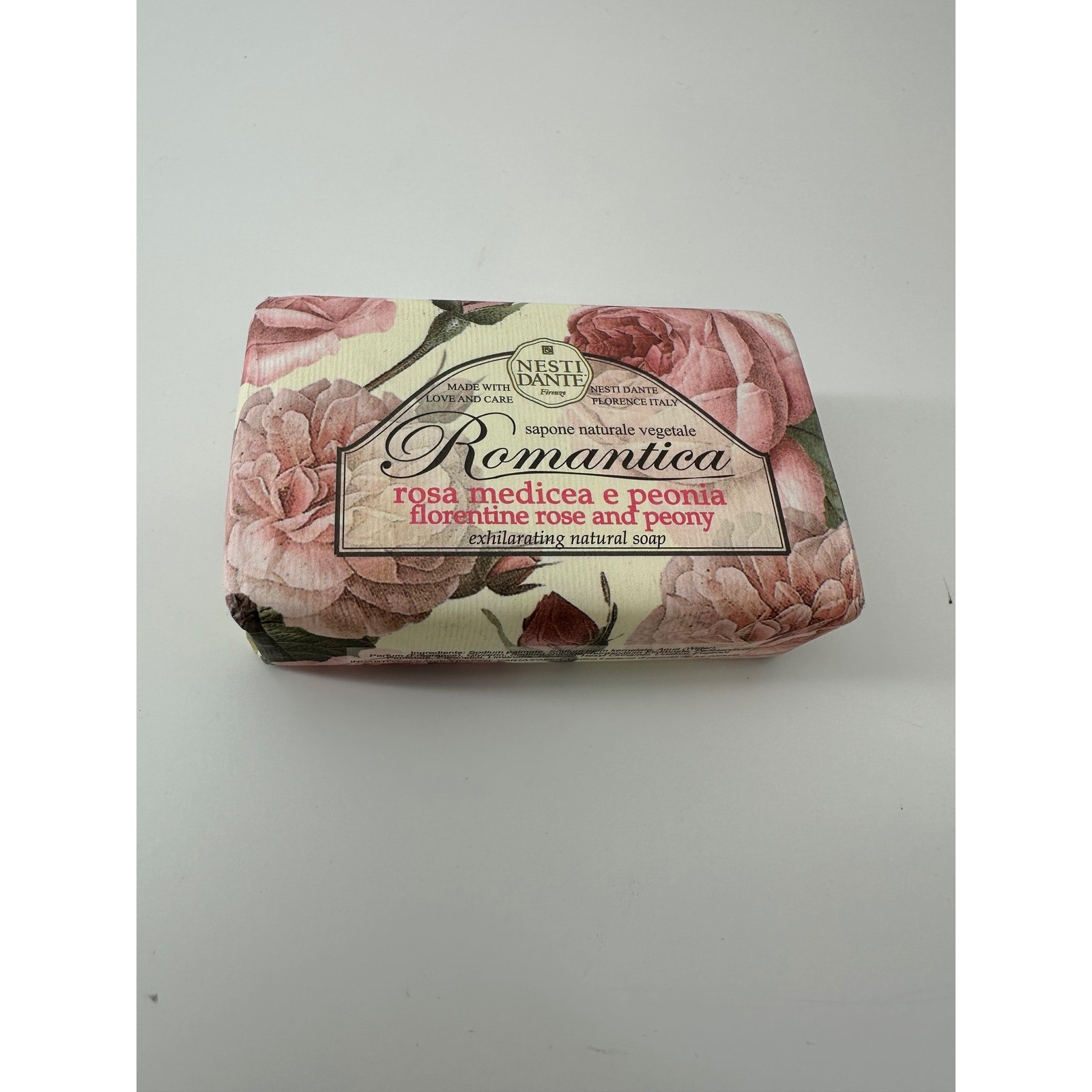Nesti Dante Romantica Florentine Rose and Peony Soap Bar 5.3oz Made in Italy