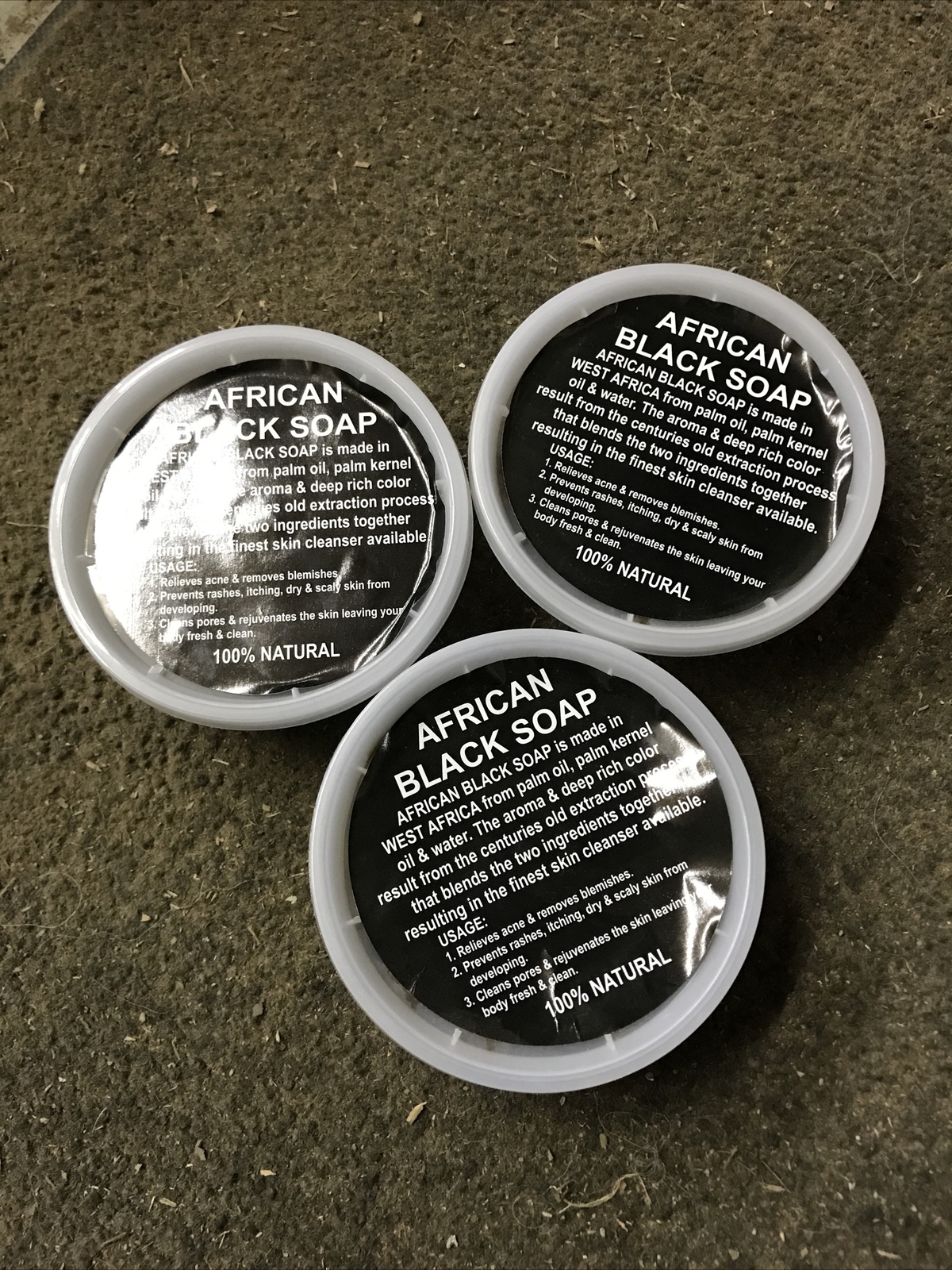 QTY: 3 Natural Raw African BLACK SOAP 8oz Paste 100% Raw Organic face wash hair