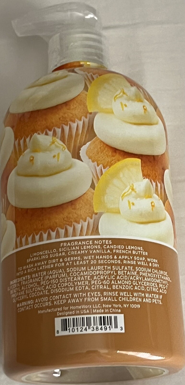 NEW HOMEWORX BY SLATKIN & CO LIMONCELLO CUPCAKE GEL HAND SOAP-22 FL OZ-