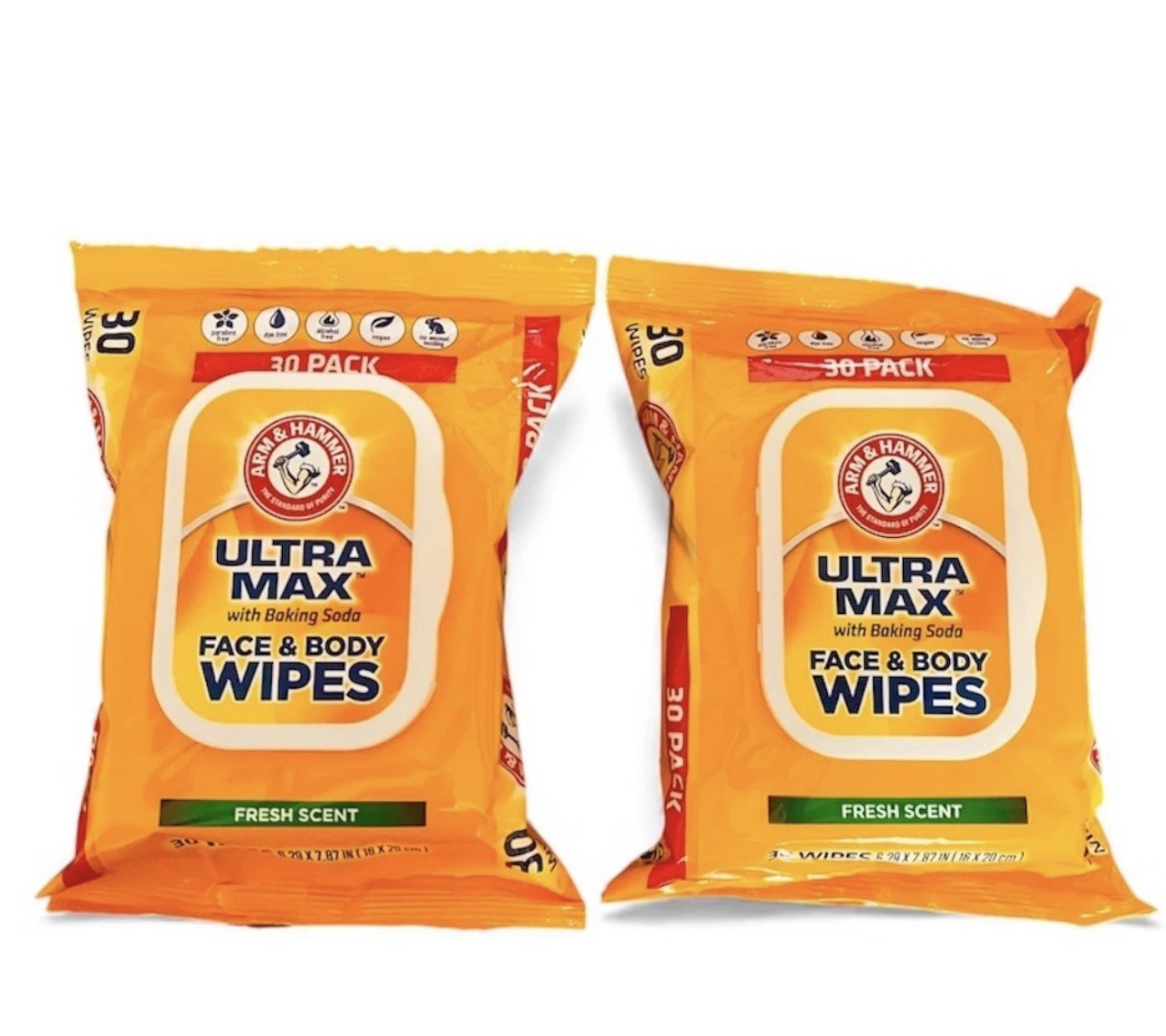 Arm & Hammer Ultra Max Face & Body Wipes Clean Fresh Scent 2 Pks, 30 Ea.