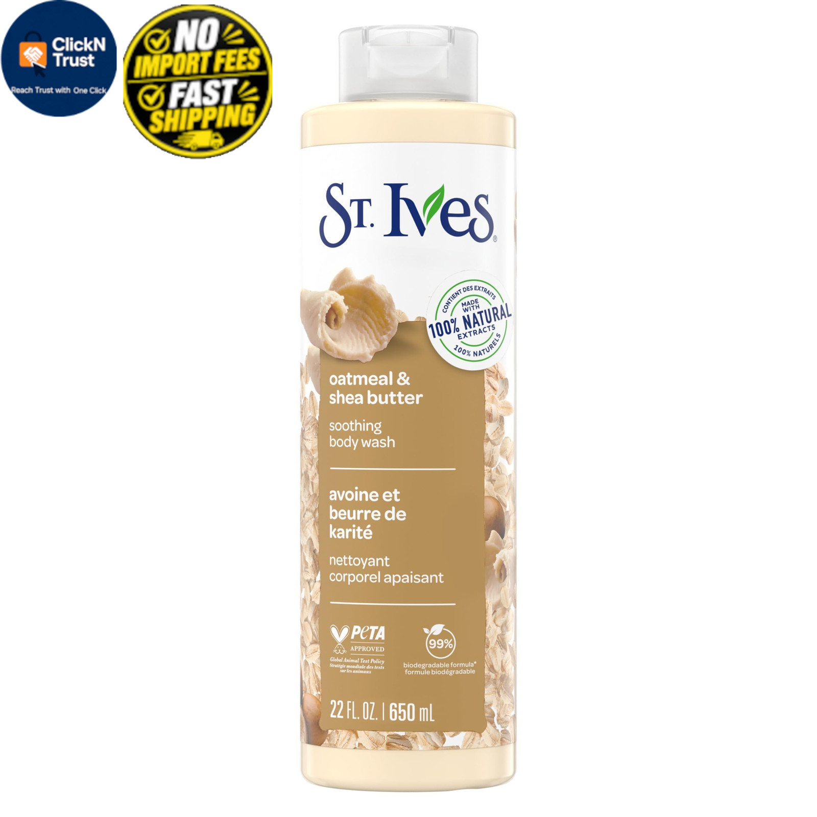 St. Ives Oatmeal & Shea Butter Body Wash | 22 Fl Oz (Pack of 1), No Color