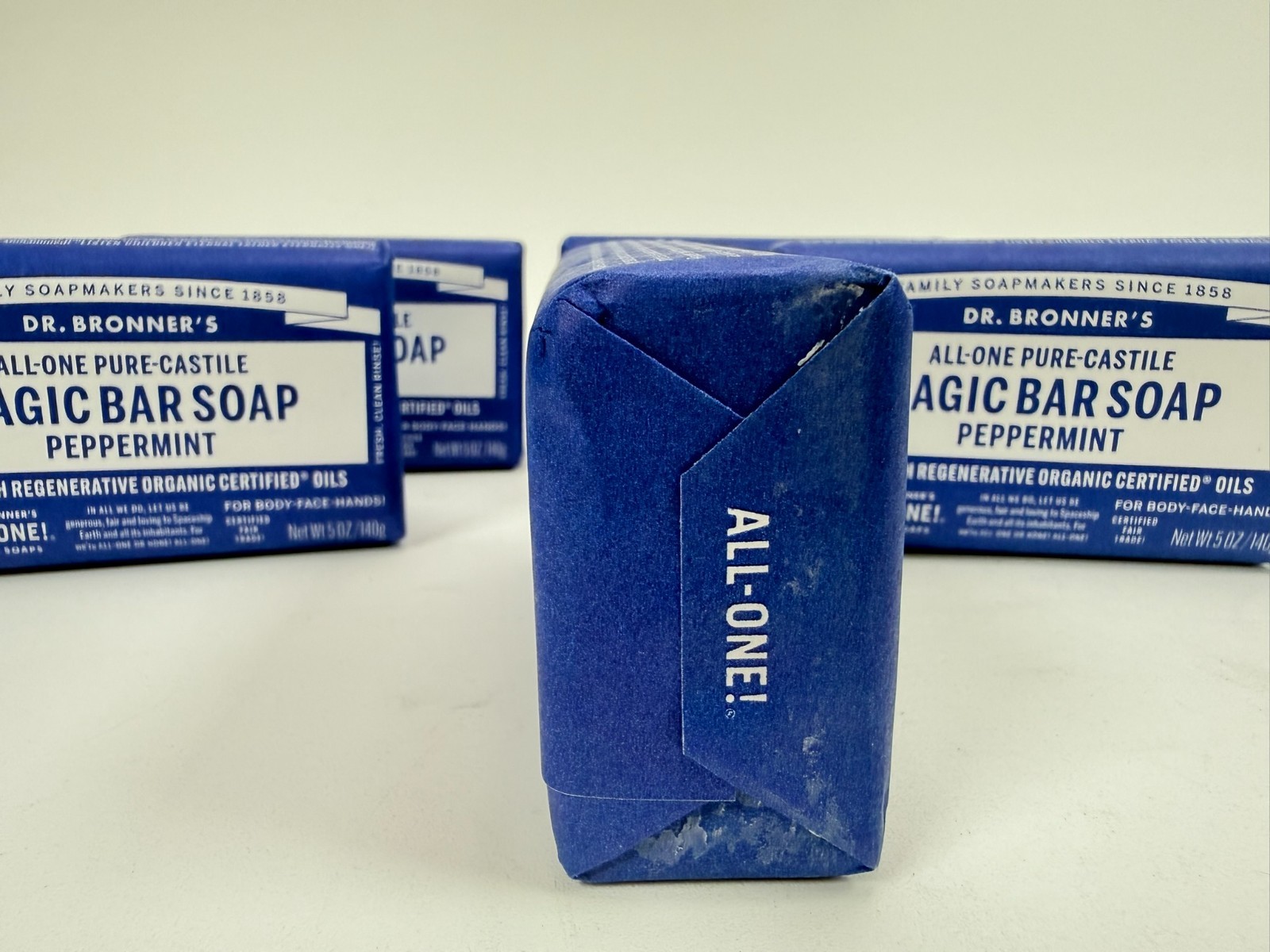 Dr Bronner’s All One Hemp Peppermint Pure Castile Soap Organic 5 oz each-5 BARS