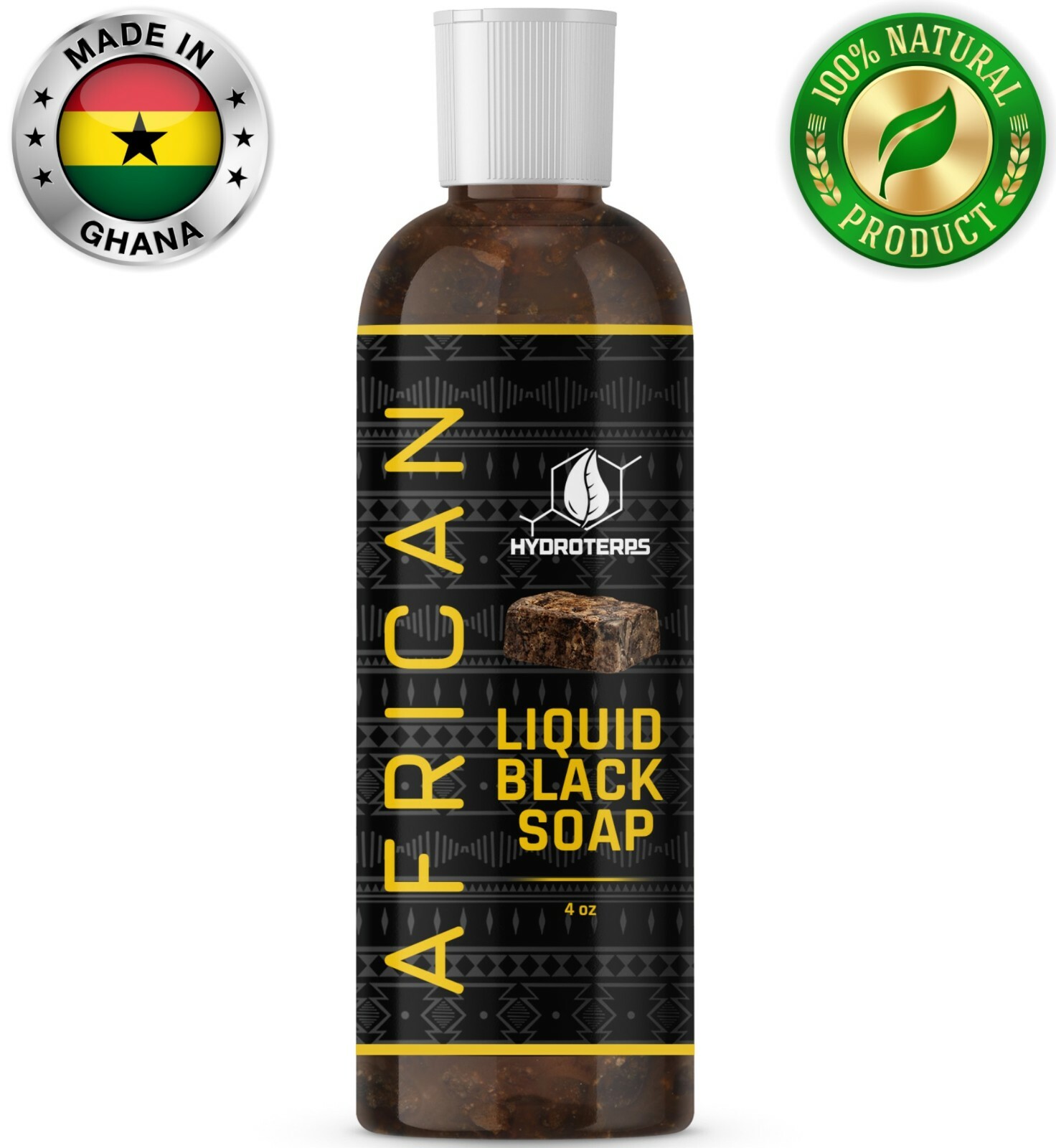 African Black Soap Liquid 4 oz. 100% Pure Organic For Body Wash, Face, Acne Scar