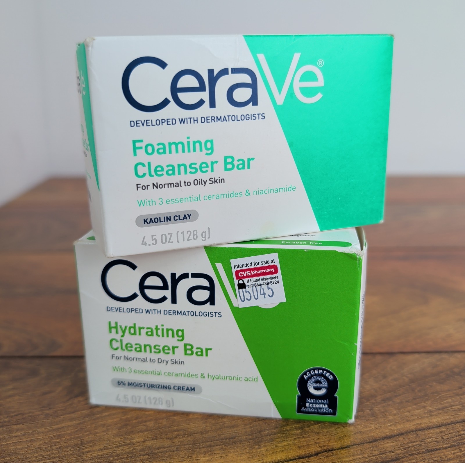 CeraVe Foaming Cleanser Bar, Kaolin Clay & Hydrating Cleanser Bar – 4.5oz Each