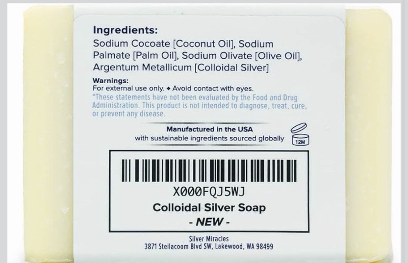 Silver Miracles Colloidal Silver Unscented Extra Strength Soap Lot Of 6 Bars