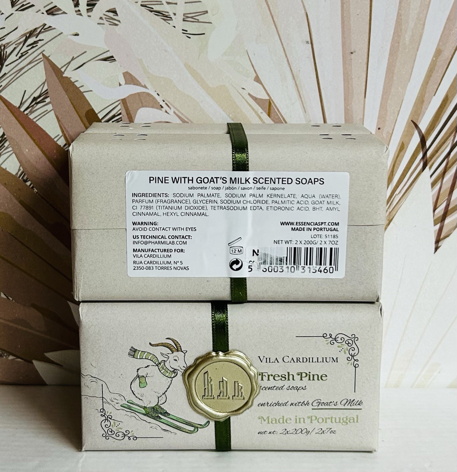 2-Pack Vila Cardillium- Fresh Pine Scented Bar Soap with Goat’s Milk 4 Bars