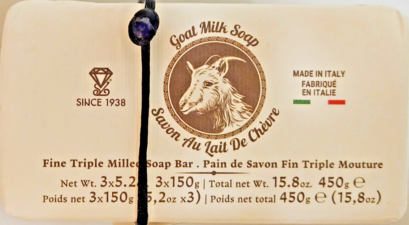 Italian Goat Milk Bar Soap Triple Milled 4x2x1 Pack of 3 3X5.2 oz