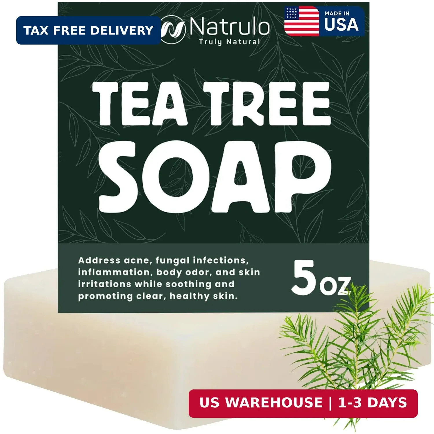 Tea Tree Soap – Natural Defense Tea Tree Oil Wash Bar for Face & Body – Remedy S