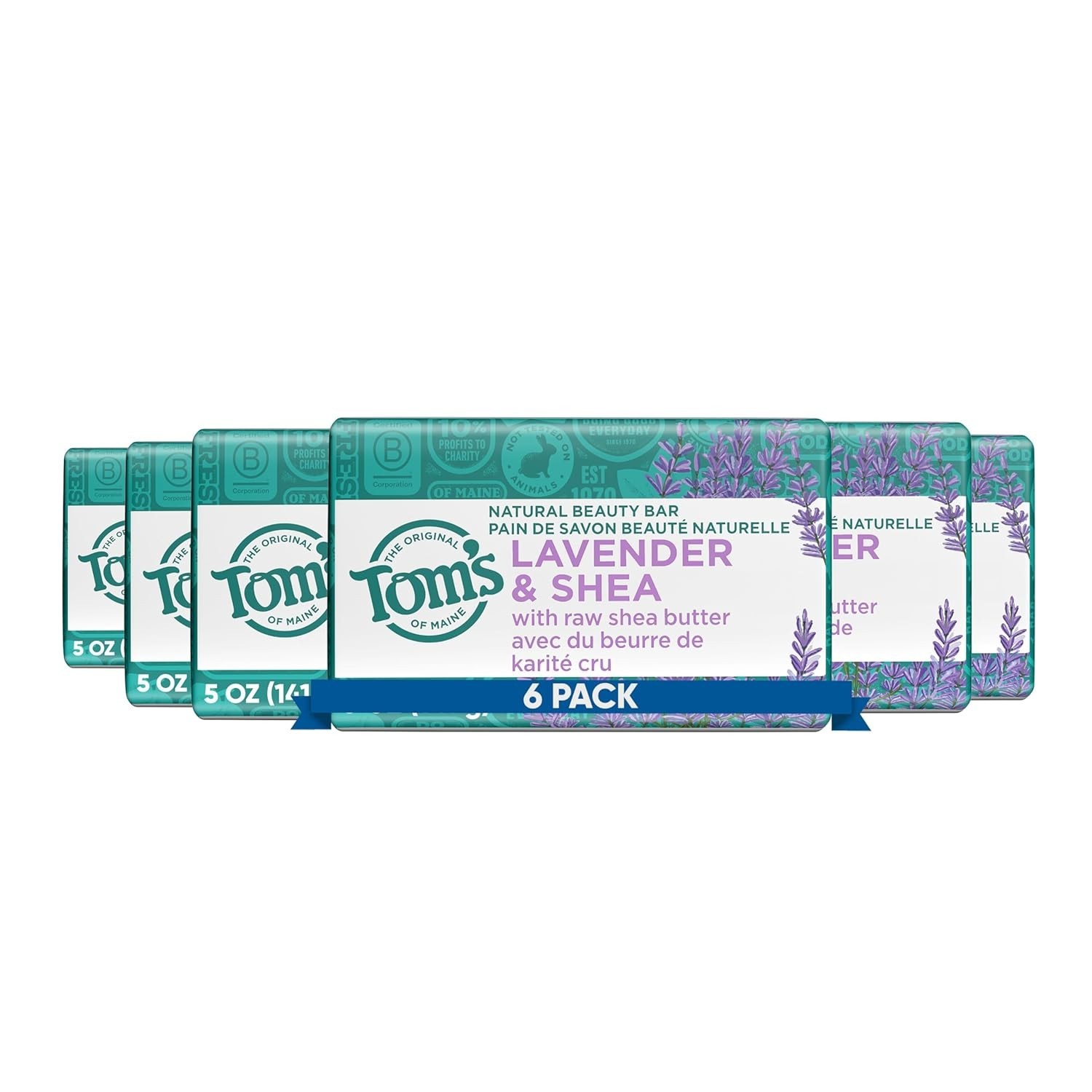 Lavender & Shea Natural Beauty Bar Soap – 6 Pack, 5oz Each for Luxurious Skin