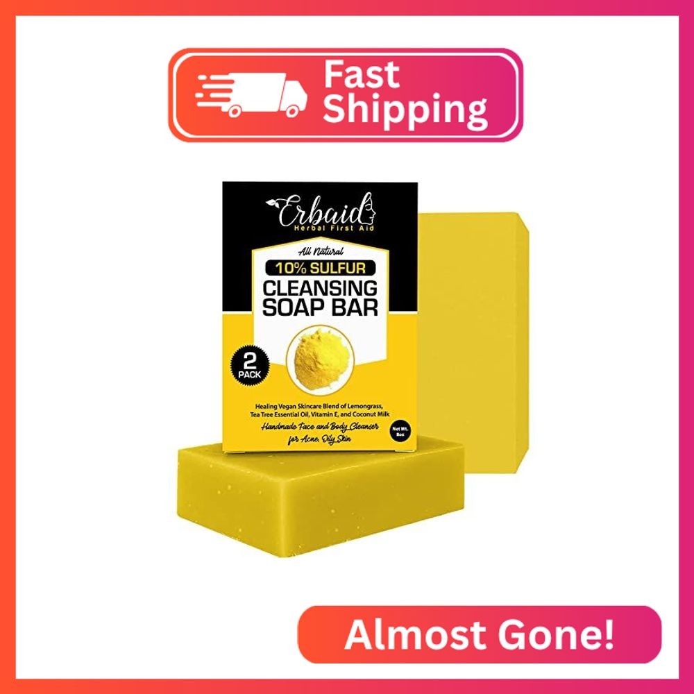 10% Sulfur Soap Cleansing Bar for Face & Body – All Natural Facial Cleanser for