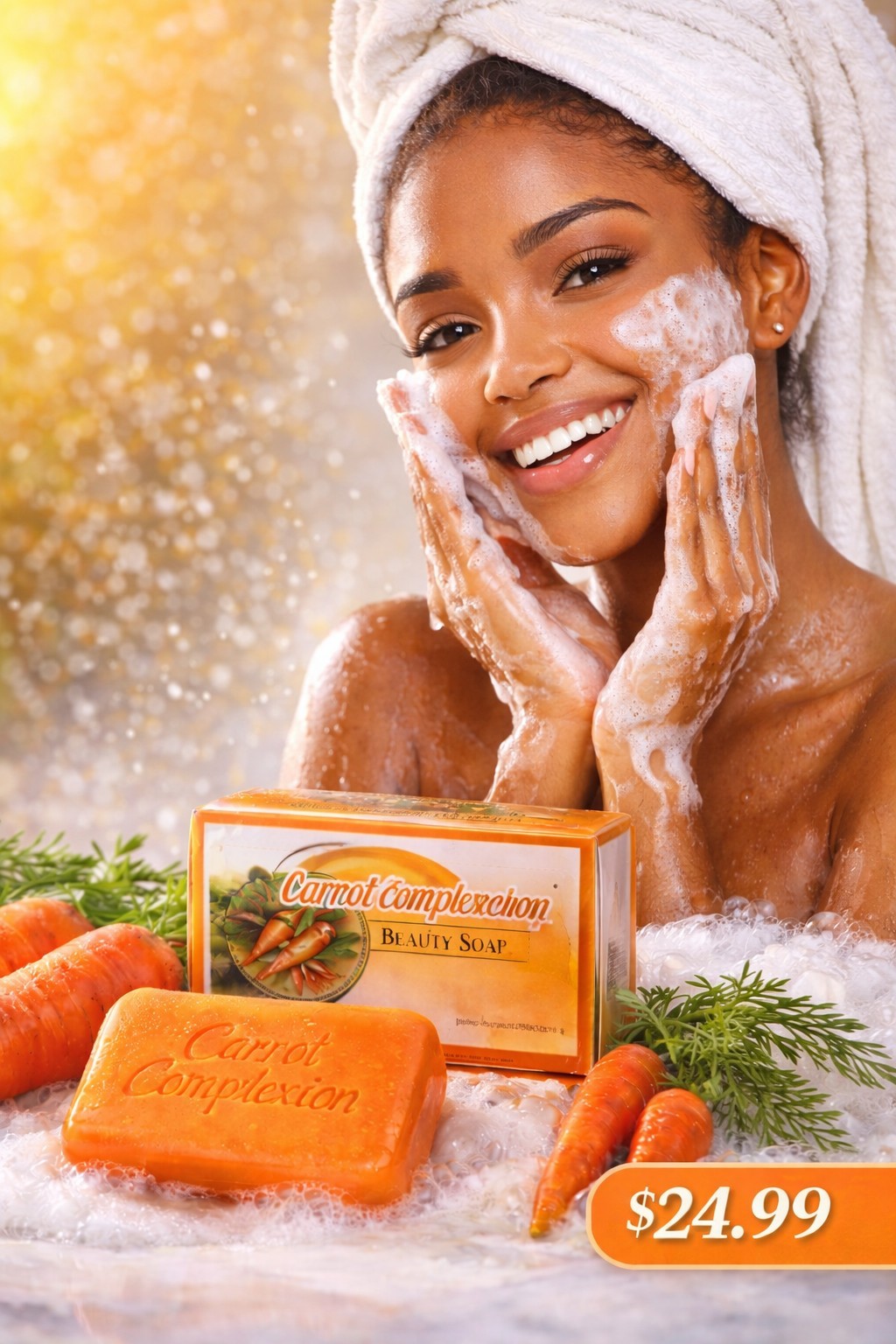 12-BAR- CARROT COMPLEXION SOAP BEAUTY BAR WITH CARROT OIL 125g (each) BRAND NEW!