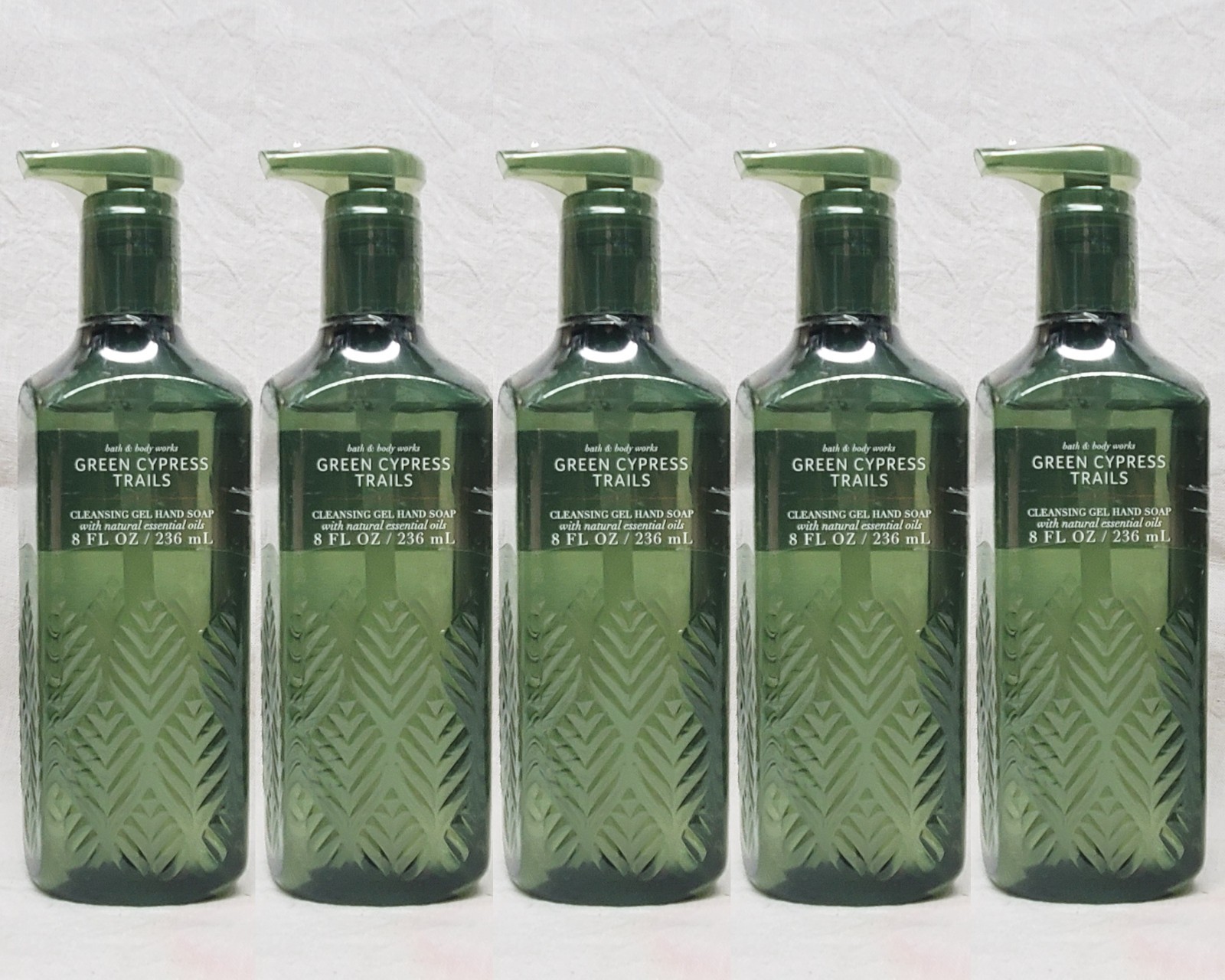 5 Bath Body Works GREEN CYPRESS TRAIL Gentle Cleansing Gel Hand Soap Wash