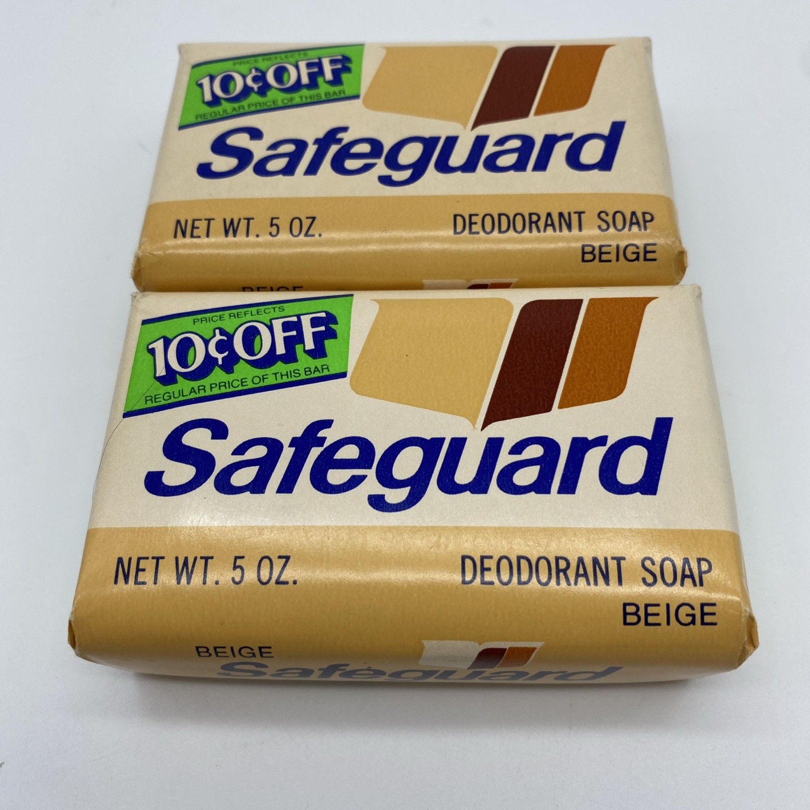 2 Vintage Safeguard Beige Deodorant Soap Bars New Sealed Large 5oz