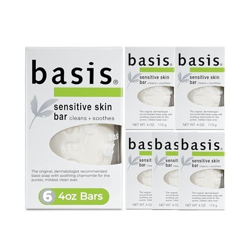 Basis Sensitive Skin Bar Soap Cleans and Soothes Pack of 6