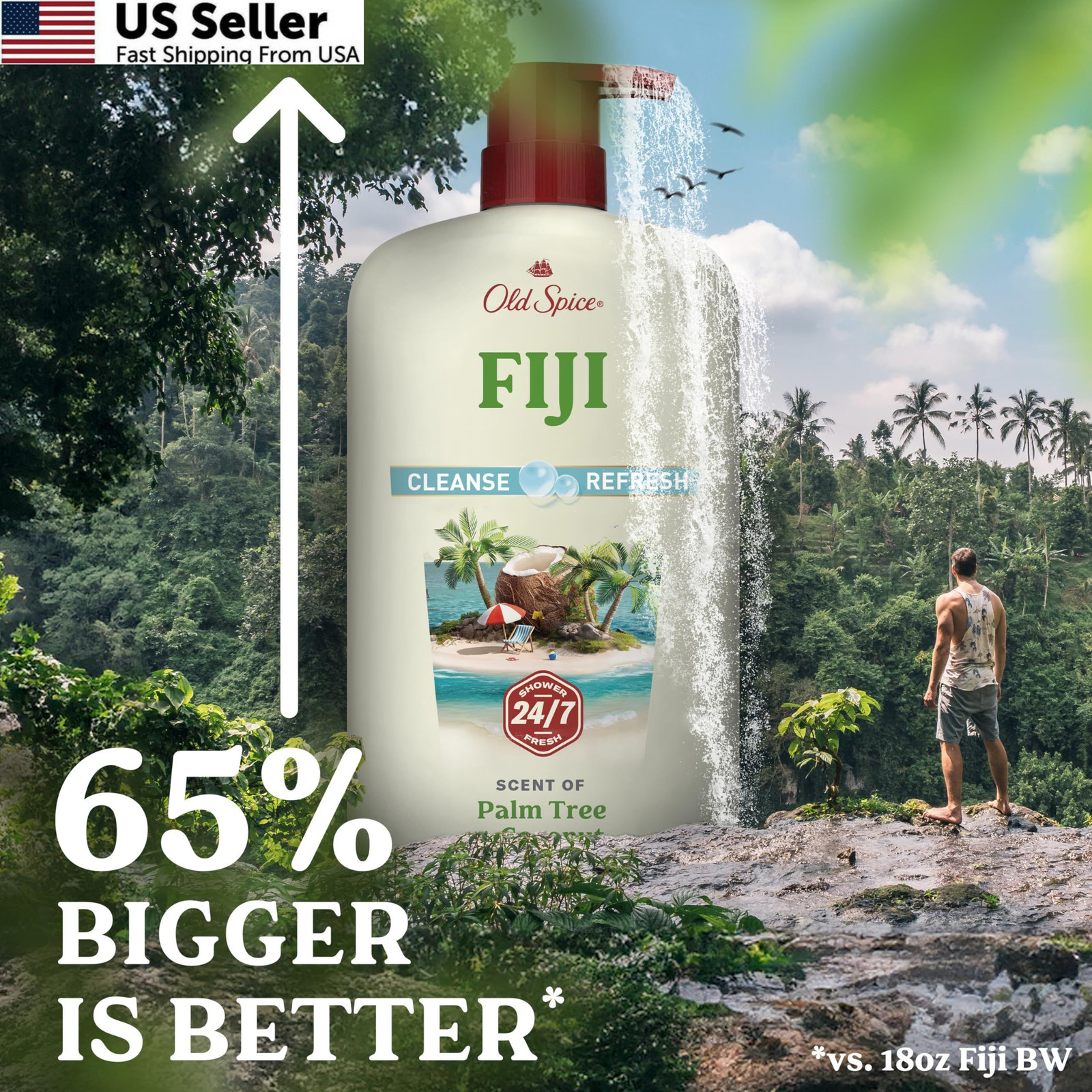 Old Spice Body Wash for Men, 24/7 25 Fl Oz (Pack of 4), Fiji w/ Palm Tree