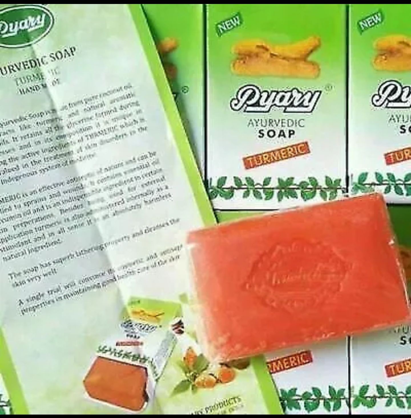 2 pack Pyary ayurvedic turmeric soap 75 gm natural vegetable source صابون الكركم