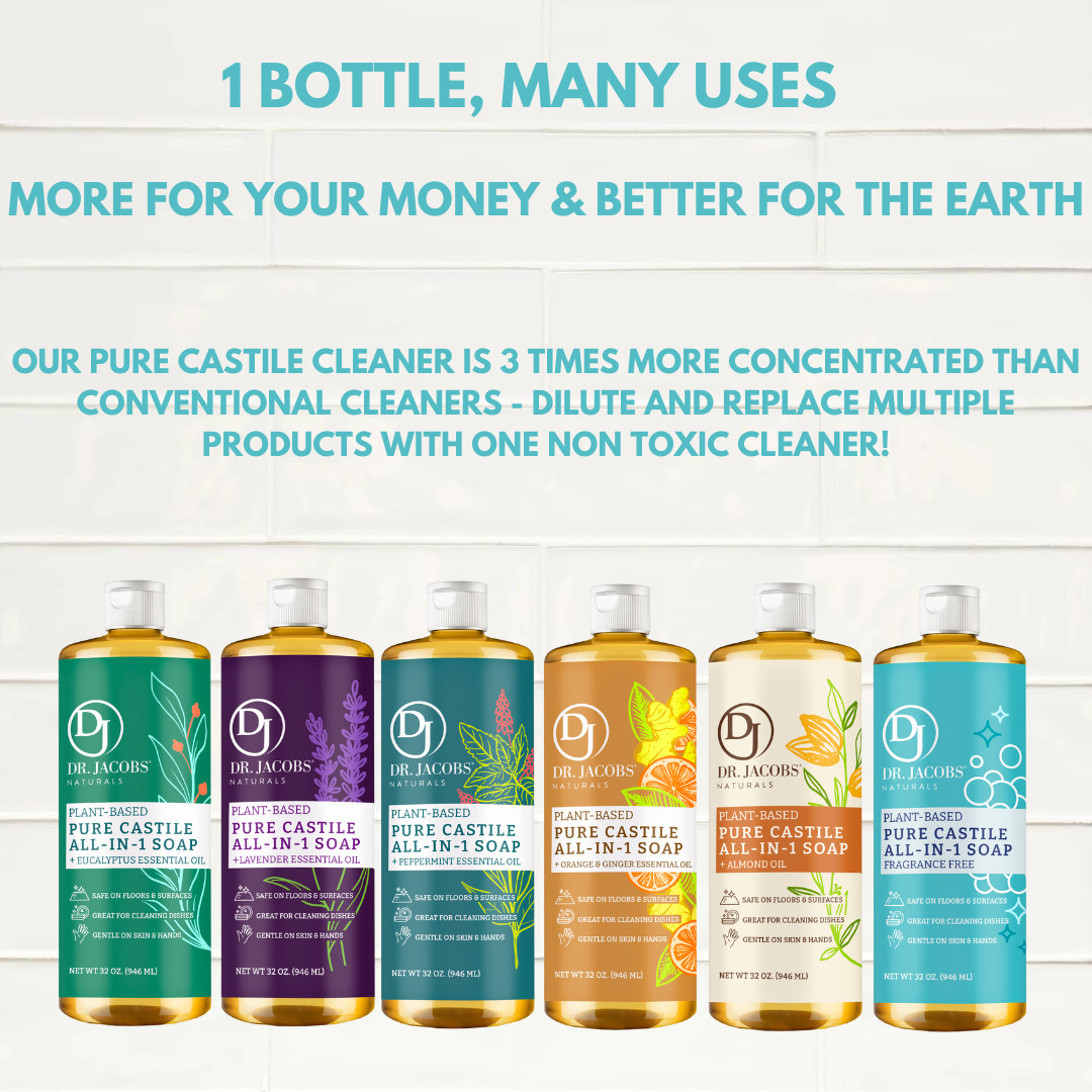 Dr Jacobs Naturals 32oz Unscented Pure Castile Plant Based All-in-One Soap