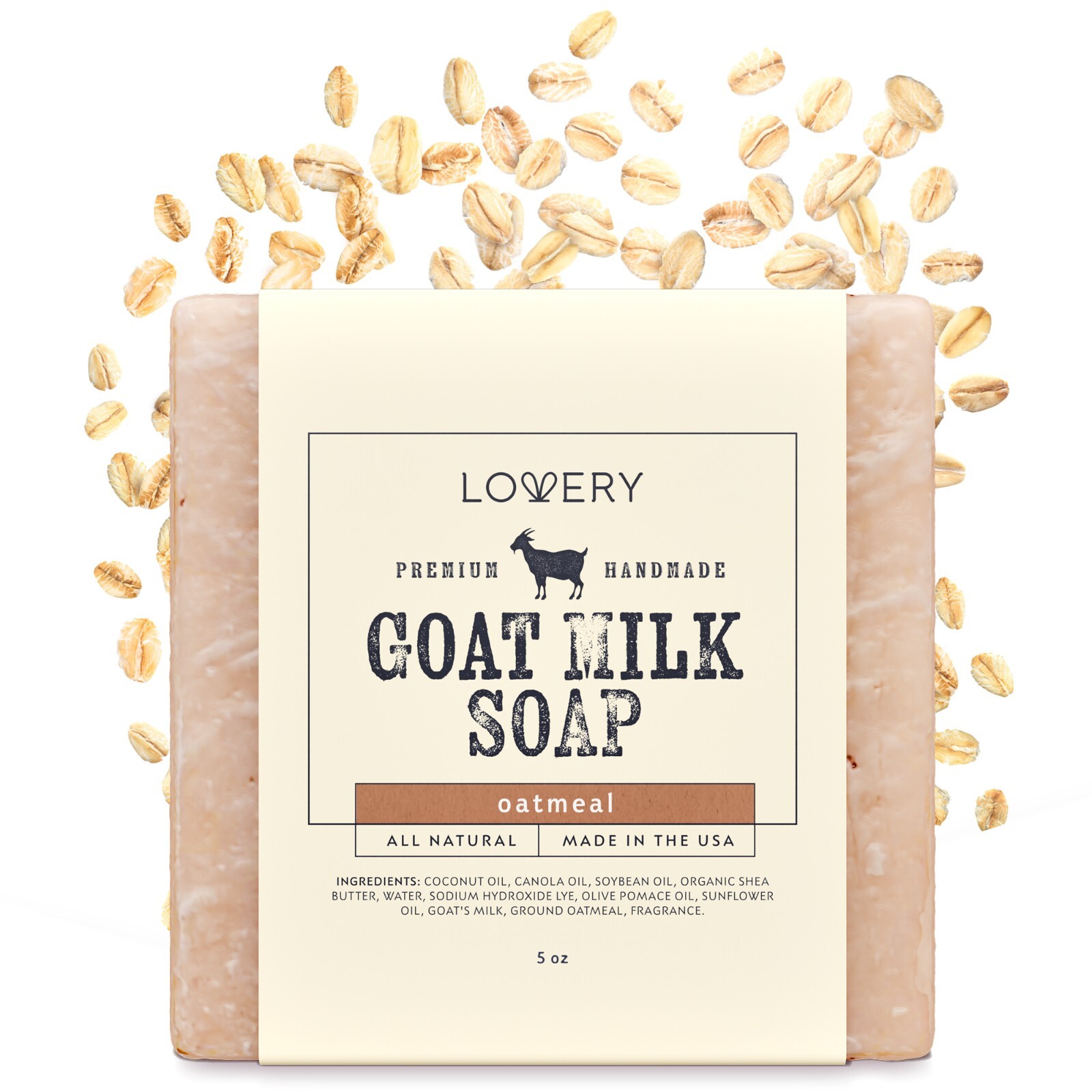 Handmade Goat Milk Soap, Oatmeal Scent, Goats Milk Soap Bar, Made in USA